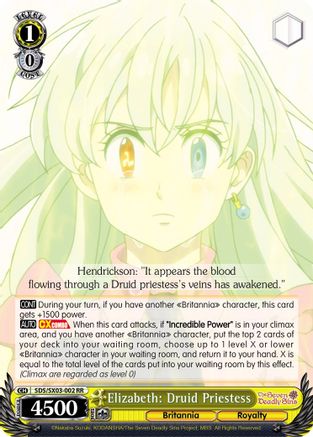 Elizabeth: Druid Priestess (SDS/SX03-002 RR) - The Seven Deadly Sins