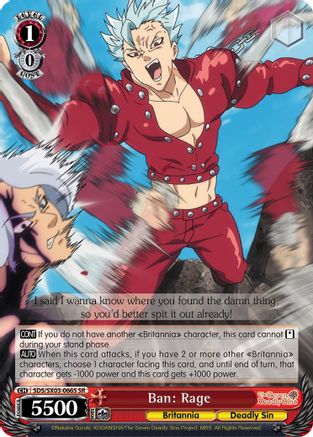 Ban: Rage (SR) (SDS/SX03-066S SR) - The Seven Deadly Sins