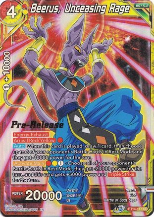 Beerus, Unceasing Rage (BT14-147) - Cross Spirits PreRelease Cards