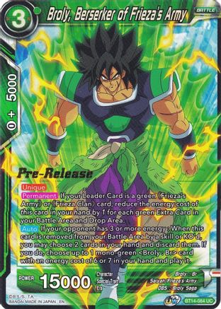 Broly, Berserker of Frieza's Army (BT14-084) - Cross Spirits PreRelease Cards
