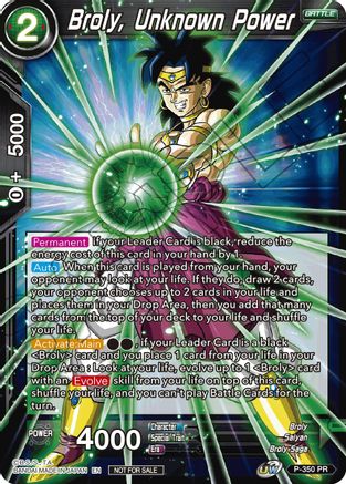 Broly, Unknown Power (P-350) - Tournament Promotion Cards