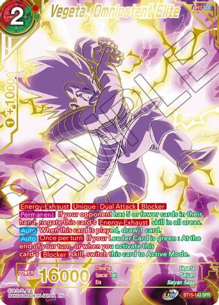 Vegeta, Omnipotent Elite (SPR) (BT15-143) - Saiyan Showdown Foil