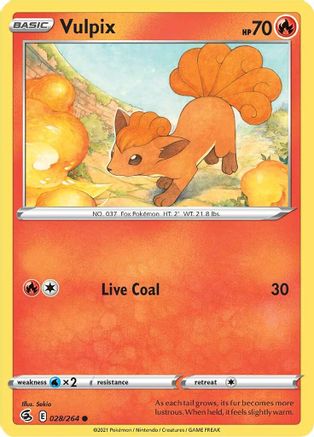 Vulpix (28) 028/264  - Reverse Holofoil SWSH08 Fusion Strike - Common