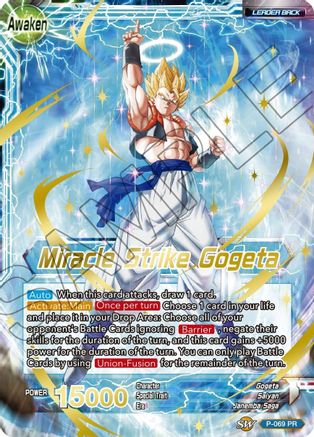 Son Goku & Vegeta // Miracle Strike Gogeta (Gold Stamped) (P-069) - Mythic Booster Foil