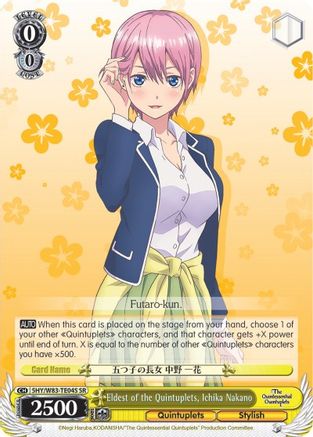 Eldest of the Quintuplets, Ichika Nakano (SR) (5HY/W83-TE04S SR) - The Quintessential Quintuplets