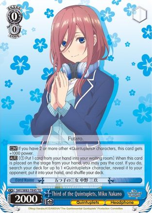 Third of the Quintuplets, Miku Nakano (5HY/W83-TE45 TD) - The Quintessential Quintuplets