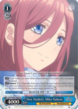 New Student, Miku Nakano (5HY/W83-TE48 TD) - The Quintessential Quintuplets