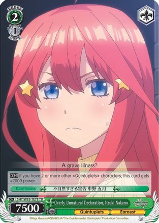 Overly Unnatural Declaration, Itsuki Nakano (5HY/W83-TE78 TD) - The Quintessential Quintuplets