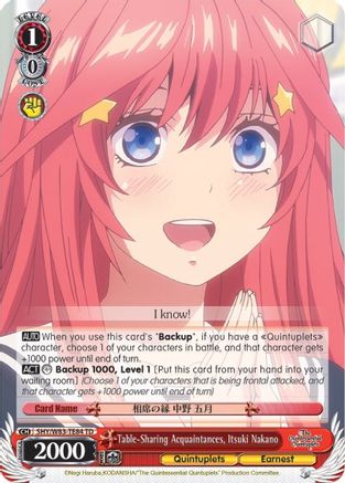 Table-Sharing Acquaintances, Itsuki Nakano (5HY/W83-TE84 TD) - The Quintessential Quintuplets