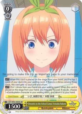 Onwards to the School Camp! Yotsuba Nakano (SR) (5HY/W83-E004S SR) - The Quintessential Quintuplets