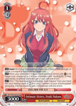 Intimate Sisters, Itsuki Nakano (SR) (5HY/W83-E072S SR) - The Quintessential Quintuplets