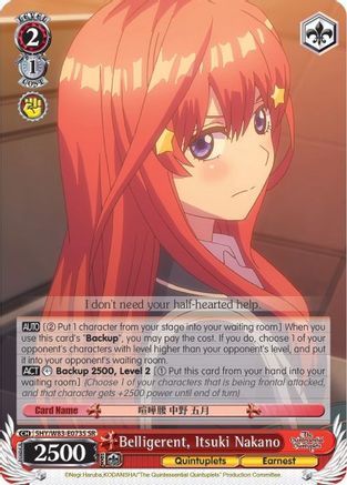 Belligerent, Itsuki Nakano (SR) (5HY/W83-E073S SR) - The Quintessential Quintuplets
