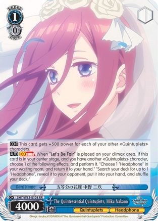 The Quintessential Quintuplets, Miku Nakano (5HY/W83-E108 RR) - The Quintessential Quintuplets