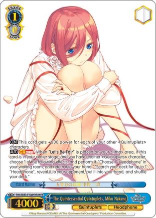 The Quintessential Quintuplets, Miku Nakano (HYR) (5HY/W83-E108HYR HYR) - The Quintessential Quintuplets