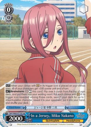 In a Jersey, Miku Nakano (SR) (5HY/W83-E110S SR) - The Quintessential Quintuplets