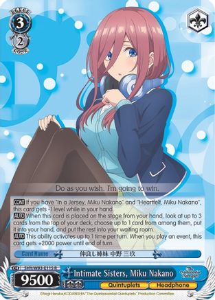 Intimate Sisters, Miku Nakano (5HY/W83-E115 R) - The Quintessential Quintuplets