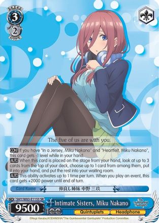Intimate Sisters, Miku Nakano (SR) (5HY/W83-E115S SR) - The Quintessential Quintuplets