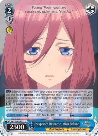 Unexpected Response, Miku Nakano (5HY/W83-E122 U) - The Quintessential Quintuplets