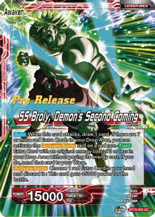 Broly // SS Broly, Demon's Second Coming (BT15-002) - Saiyan Showdown PreRelease Cards