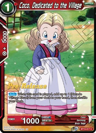 Coco, Dedicated to the Village (BT15-017) - Saiyan Showdown PreRelease Cards