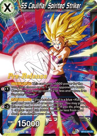SS Caulifla, Spirited Striker (BT15-034) - Saiyan Showdown PreRelease Cards