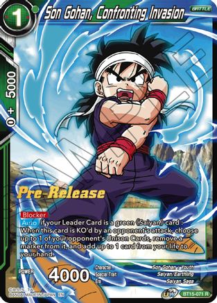 Son Gohan, Confronting Invasion (BT15-071) - Saiyan Showdown PreRelease Cards