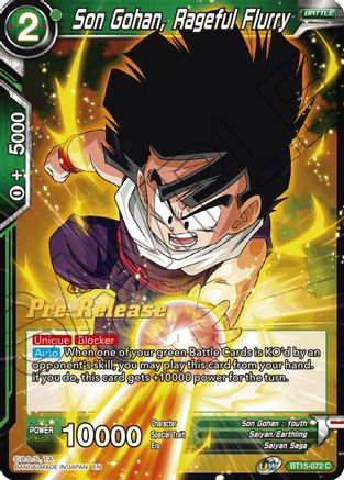 Son Gohan, Rageful Flurry (BT15-072) - Saiyan Showdown PreRelease Cards