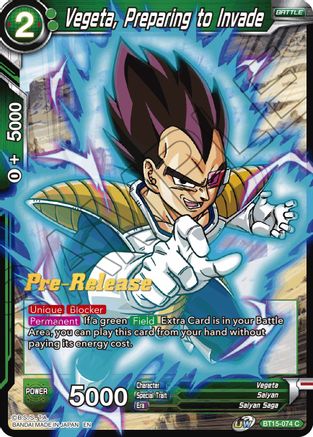 Vegeta, Preparing to Invade (BT15-074) - Saiyan Showdown PreRelease Cards