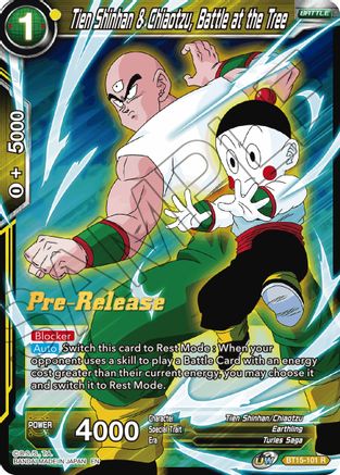 Tien Shinhan & Chiaotzu, Battle at the Tree (BT15-101) - Saiyan Showdown PreRelease Cards