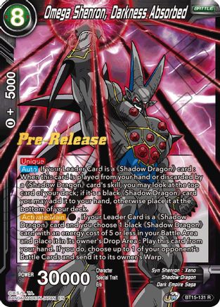 Omega Shenron, Darkness Absorbed (BT15-131) - Saiyan Showdown PreRelease Cards