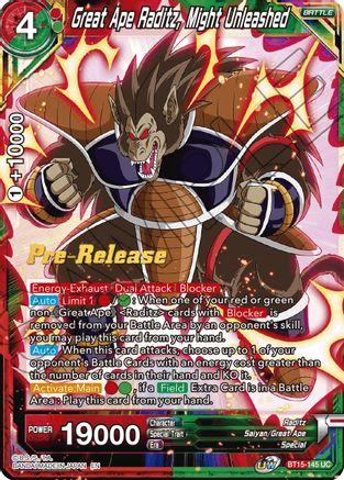 Great Ape Raditz, Might Unleashed (BT15-145) - Saiyan Showdown PreRelease Cards