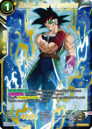 Bardock, Surge of Inspiration (Gold Stamped) (P-204) - Mythic Booster Foil