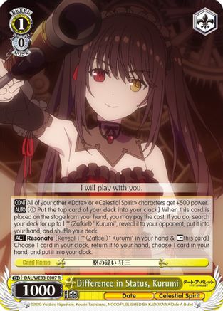 Difference in Status, Kurumi (Parallel Foil) (DAL/WE33-E007 R) - Date A Bullet