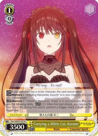 Carrying a White Cat, Kurumi (Parallel Foil) (DAL/WE33-E019 C) - Date A Bullet
