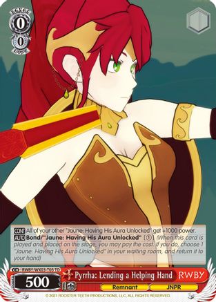 Pyrrha: Lending a Helping Hand (RWBY/WX03-T03 TD) - RWBY
