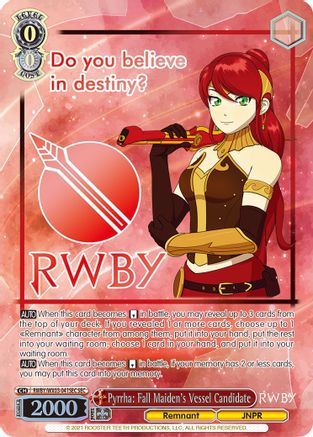 Pyrrha: Fall Maiden's Vessel Candidate (SEC) (RWBY/WX03-041SEC SEC) - RWBY