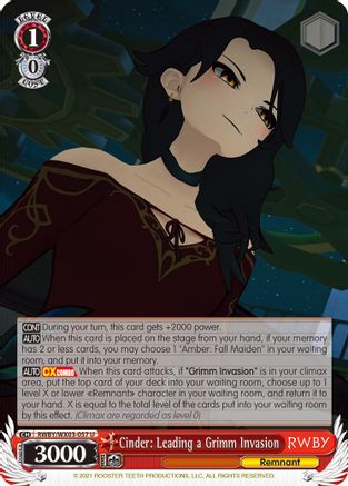 Cinder: Leading a Grimm Invasion (RWBY/WX03-057 U) - RWBY