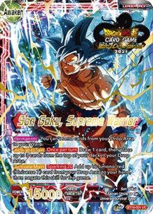Son Goku // Son Goku, Supreme Warrior (2021 Championship 1st Place) (BT16-001) - Tournament Promotion Cards Foil