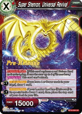 Super Shenron, Universal Revival (BT16-004) - Realm of the Gods PreRelease Cards