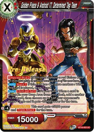 Golden Frieza & Android 17, Determined Tag Team (BT16-003) - Realm of the Gods PreRelease Cards
