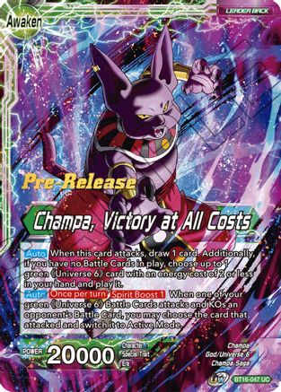 Champa // Champa, Victory at All Costs (BT16-047) - Realm of the Gods PreRelease Cards
