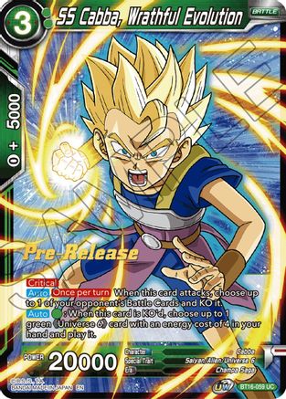 SS Cabba, Wrathful Evolution (BT16-059) - Realm of the Gods PreRelease Cards