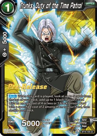 Trunks, Duty of the Time Patrol (BT16-109) - Realm of the Gods PreRelease Cards