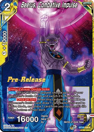 Beerus, Combative Impulse (BT16-128) - Realm of the Gods PreRelease Cards