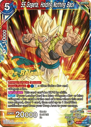 SS Gogeta, Holding Nothing Back (BT16-142) - Realm of the Gods PreRelease Cards