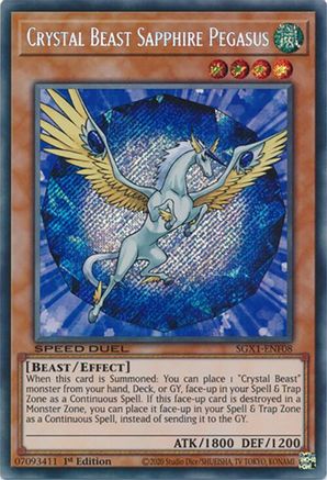 Crystal Beast Sapphire Pegasus (Secret Rare) (SGX1-ENF08) - Speed Duel GX: Duel Academy Box 1st Edition