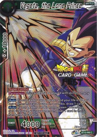 Vegeta, the Lone Prince (Card Game Fest 2022) (BT10-068) - Tournament Promotion Cards Foil