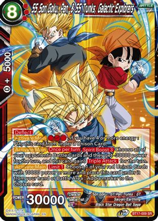 SS Son Goku, Pan, & SS Trunks, Galactic Explorers (BT17-009) - Ultimate Squad Foil