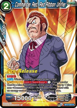 Commander Red, Red Ribbon Unifier (BT17-037) - Ultimate Squad PreRelease Cards