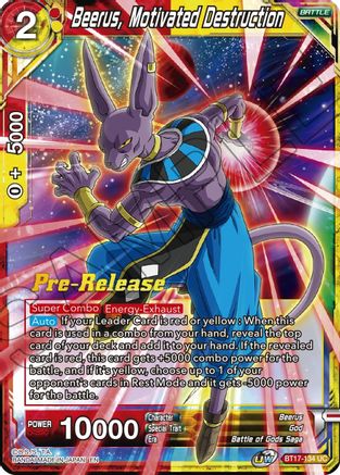 Beerus, Motivated Destruction (BT17-134) - Ultimate Squad PreRelease Cards